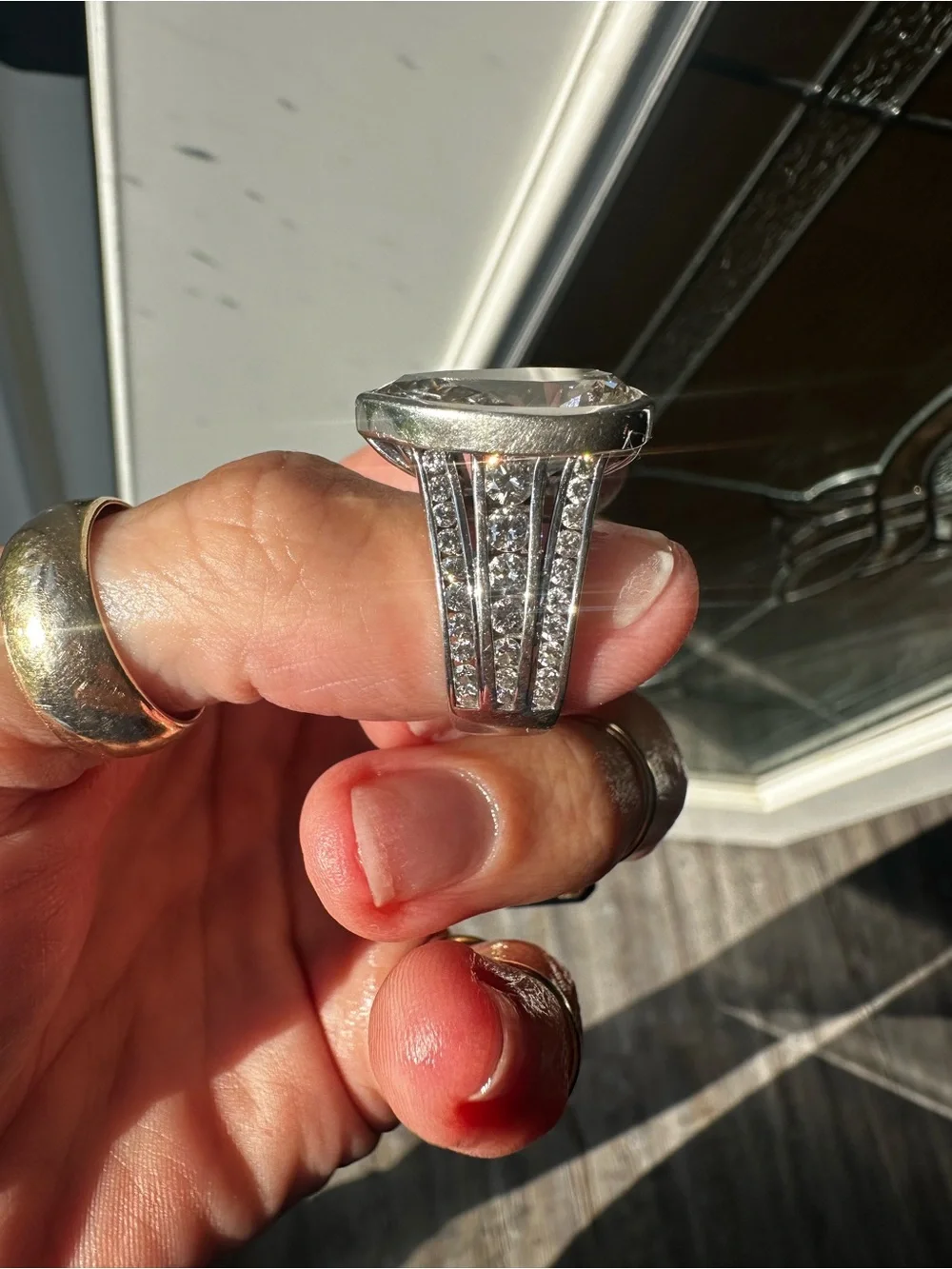 10k white gold Lab grown diamond ring all stones are lab this ring is beautiful!